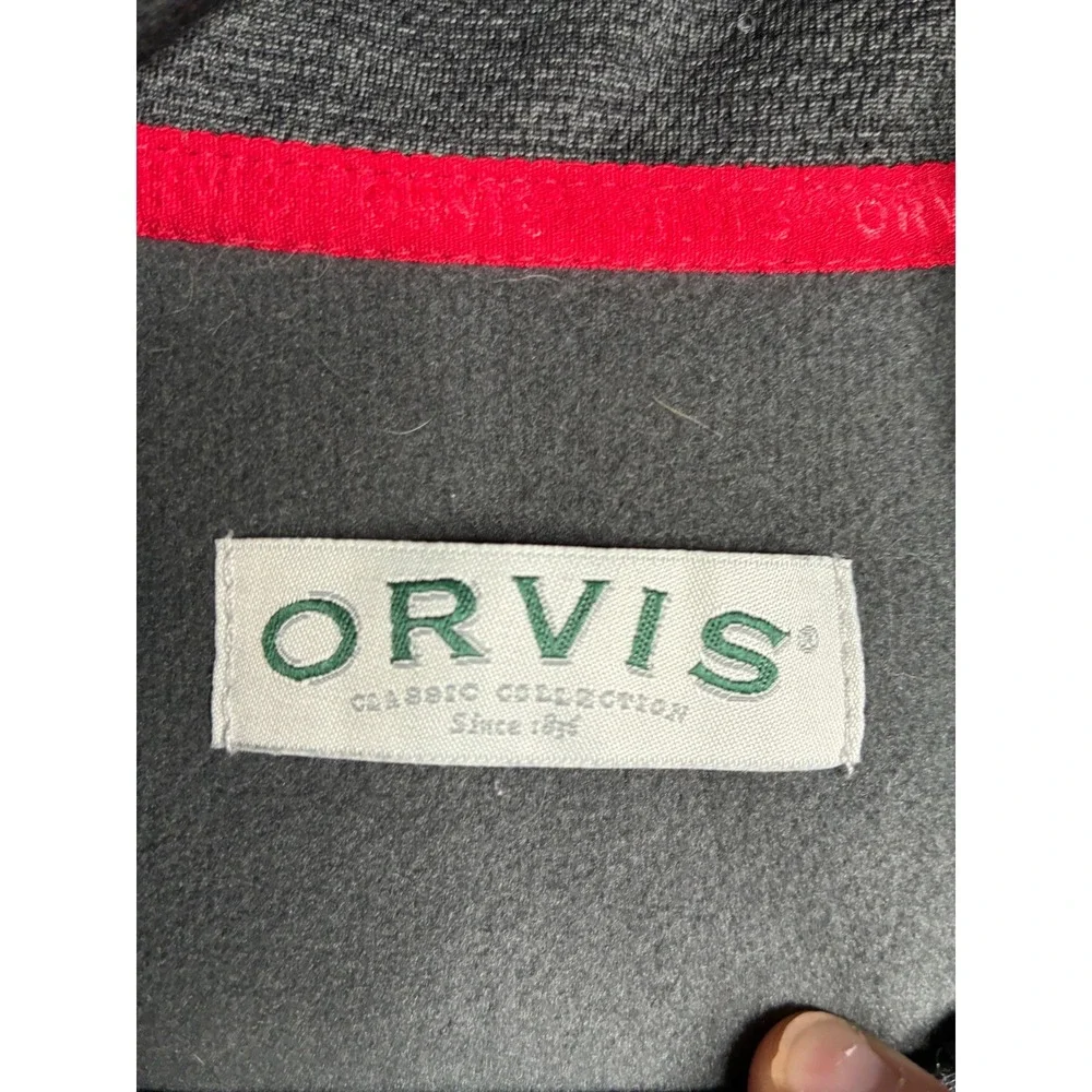 Orvis Mens Full Zip Fleece‎ Jacket Charcoal Gray Black Contrast Medium 1522009